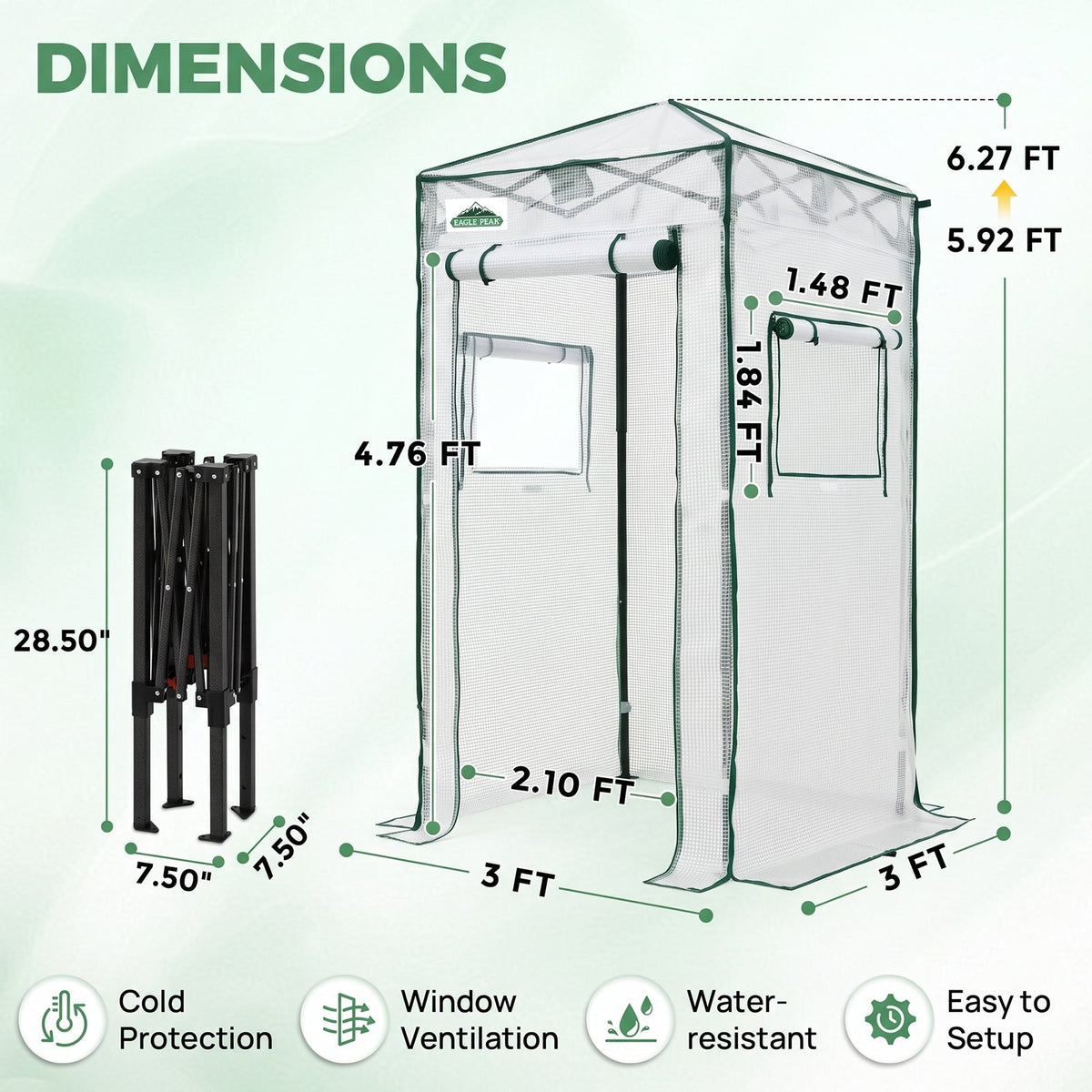 3x3 Easy Setup Small Pop Up Greenhouse - Eagle Peak®