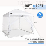 4 Mesh Sidewalls for EAGLE PEAK 10x10 Straight Leg Pop Up Canopy, White (Sidewalls ONLY, Canopy Frame and Top Not Included) - Eagle Peak Canopy and Outdoor Products