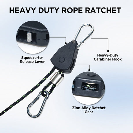 4 - Pack 1/8" Adjustable Rope Ratchet Tie Down Strap Set - Eagle Peak Custom Canopy Tent