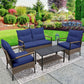 4 PCS Mojave Dusk Patio Wicker Furniture, Loveseat, 2 Patio Chairs and Coffee Table, Brown/Beige - Eagle Peak Custom Canopy Tent