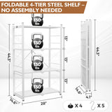 4 - Tier Foldable Greenhouse Shelf, 28”x14.6”x44.7”, 520 lbs, 1/2 Pack, Black - Eagle Peak