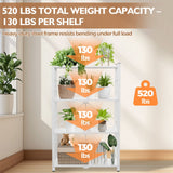 4 - Tier Foldable Greenhouse Shelf, 28”x14.6”x44.7”, 520 lbs, 1/2 Pack, Black - Eagle Peak