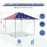 13x13 Straight Leg Pop Up Canopy Tent with 169 sqft of Shade