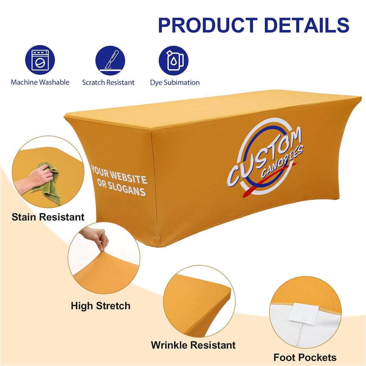 4/6/8ft Fitted Table Cloth Cover with Your Business Logo and Design - Eagle Peak®