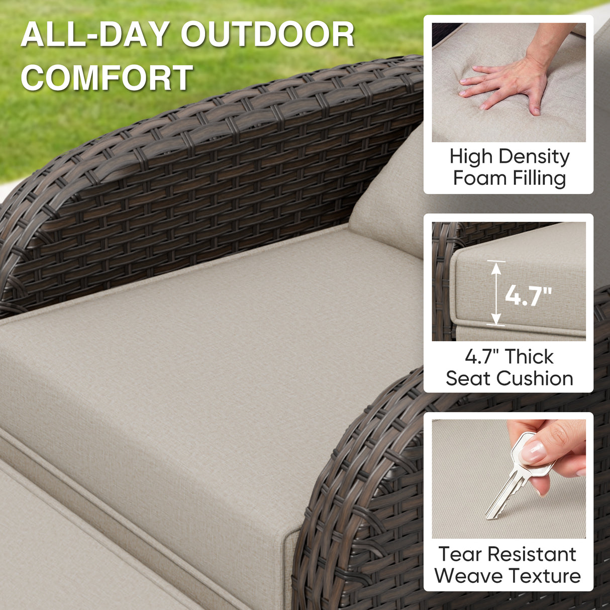 Outdoor Wicker Recliner Chair with Footrest