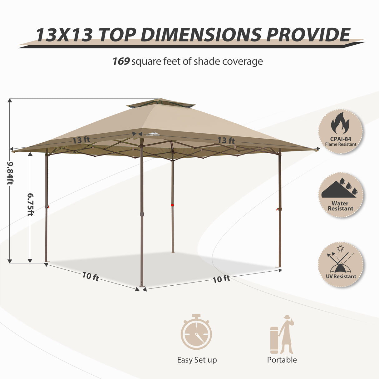 EAGLE PEAK 13x13 Straight Leg Pop Up Canopy Tent