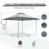 13x13 Straight Leg Pop Up Canopy Tent with 169 sqft of Shade