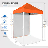 5x5 Straight Leg Pop Up Canopy Tent with One Removable Sunwall