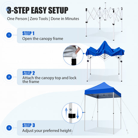 5x5 Pop Up Canopy Tent Instant Straight Leg  Outdoor Canopy Easy Set-up