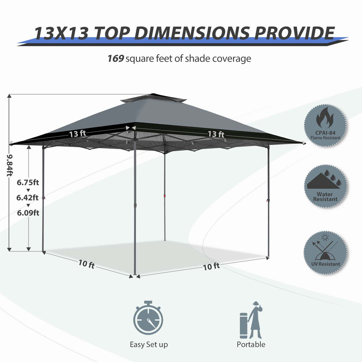 EAGLE PEAK 13x13 Straight Leg Pop Up Canopy Tent