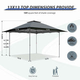 13x13 Straight Leg Pop Up Canopy Tent with 169 sqft of Shade