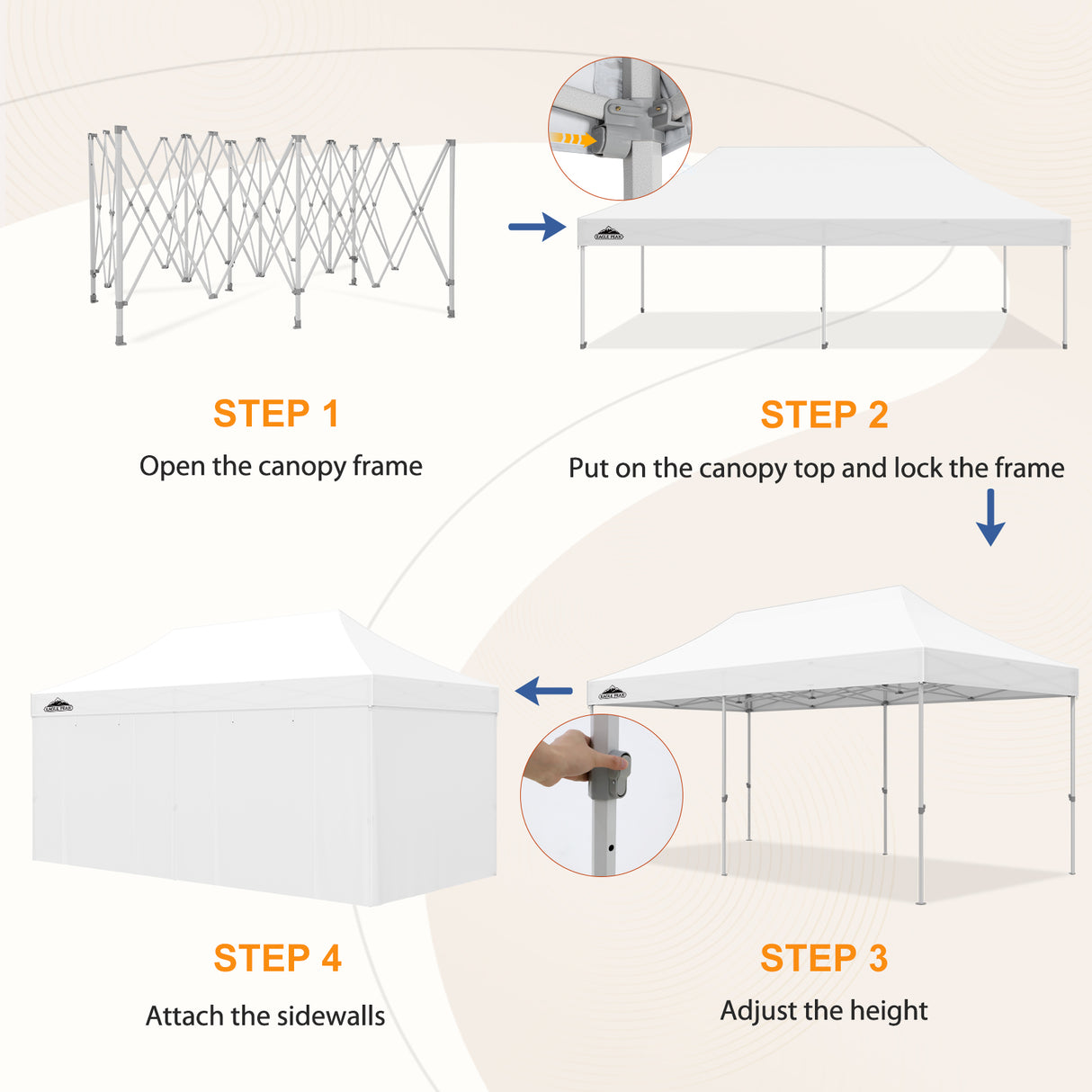 Commercial Heavy Duty 10x15/10x20 Pop Up Canopy, 4 Sidewalls
