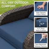 Outdoor Wicker Recliner Chair with Footrest