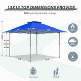 13x13 Straight Leg Pop Up Canopy Tent with 169 sqft of Shade