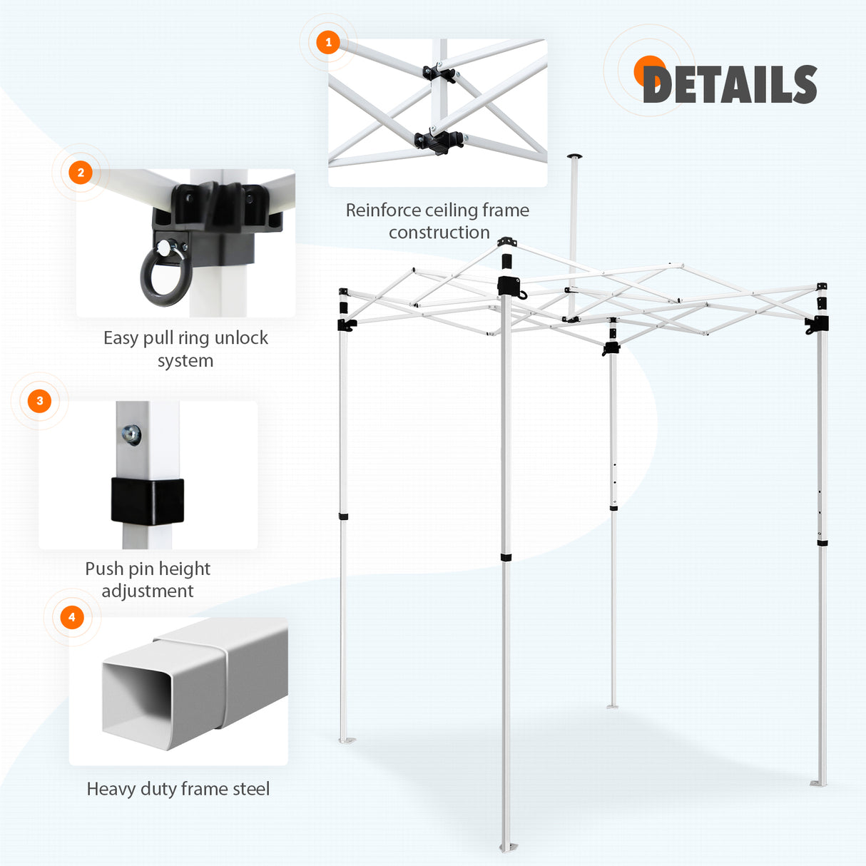 EAGLE PEAK 5x5 Pop Up Canopy Tent Instant Outdoor Canopy Easy Set-up Straight Leg Folding Shelter