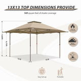 13x13 Straight Leg Pop Up Canopy Tent with 169 sqft of Shade