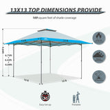 13x13 Straight Leg Pop Up Canopy Tent with 169 sqft of Shade