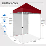 5x5 Straight Leg Pop Up Canopy Tent with One Removable Sunwall