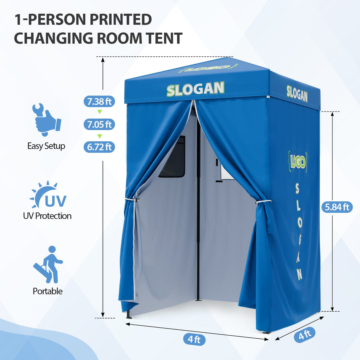 4x4 ft Commercial Privacy Shelter with Logo Printing - Eagle Peak