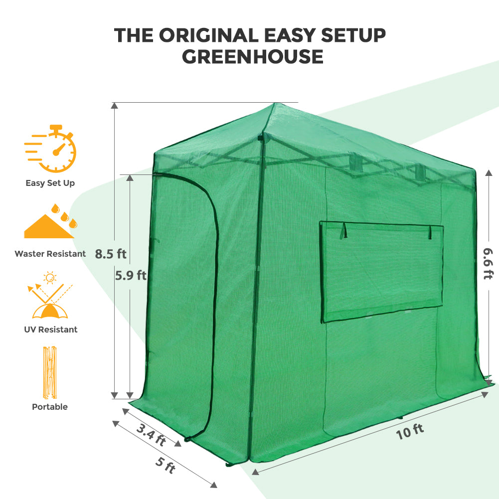 Easy Setup 10x5 Portable Lean to Pop Up Greenhouse