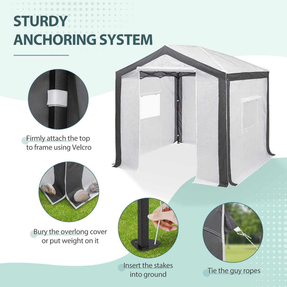 8x8 Portable Walk-in Greenhouse with Polyester Reinforced Corners