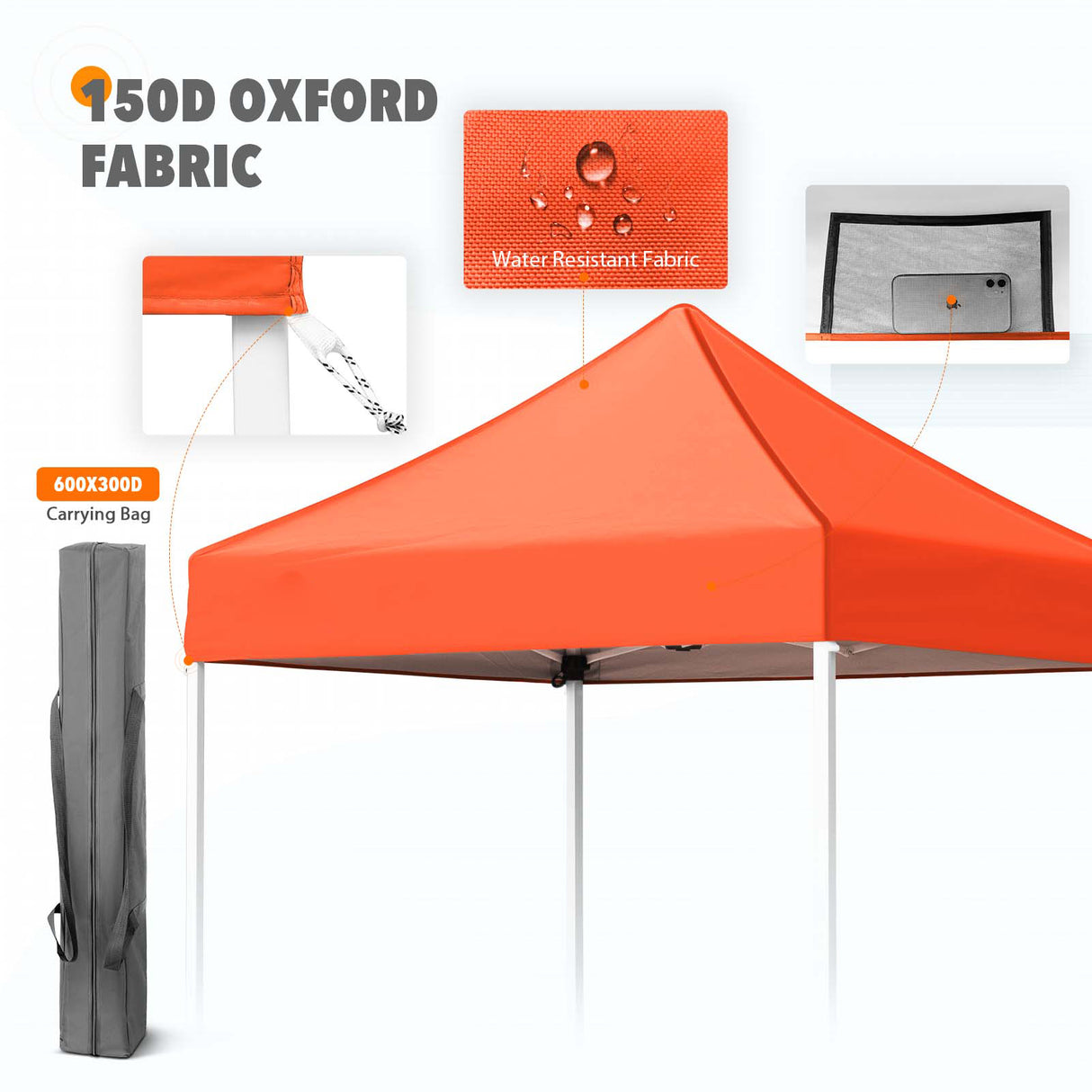 EAGLE PEAK 5x5 Pop Up Canopy Tent Instant Outdoor Canopy Easy Set-up Straight Leg Folding Shelter