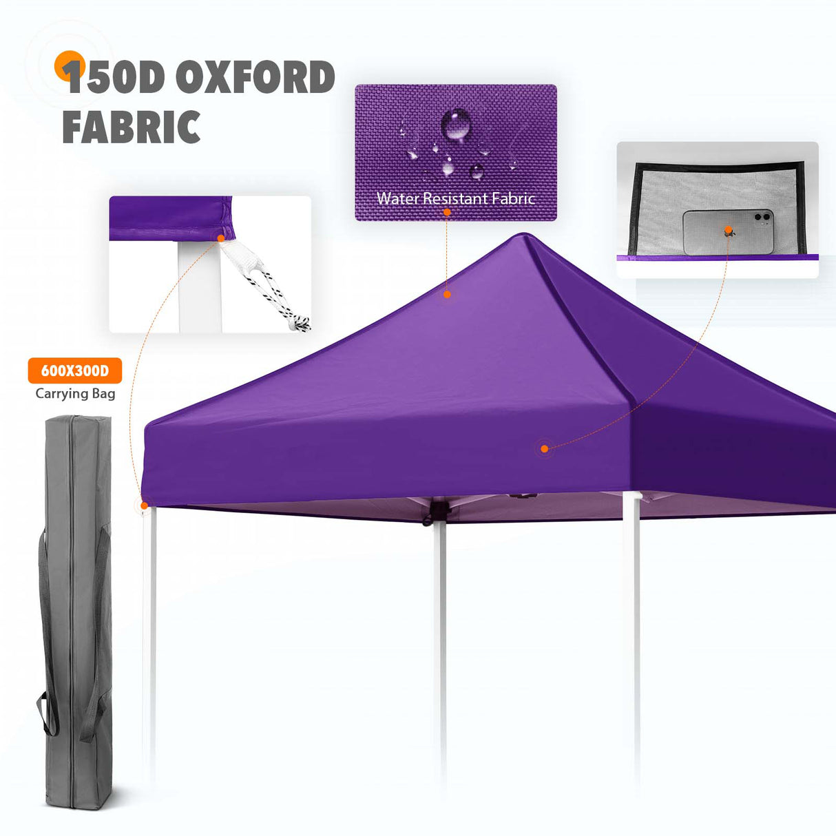 EAGLE PEAK 5x5 Pop Up Canopy Tent Instant Outdoor Canopy Easy Set-up Straight Leg Folding Shelter