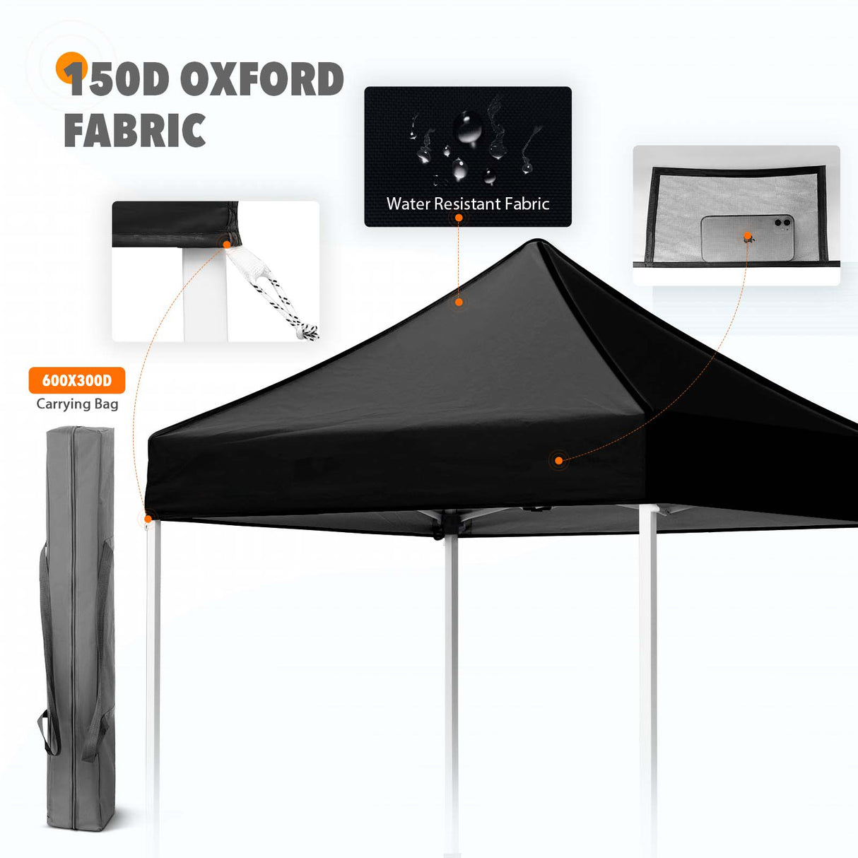 EAGLE PEAK 5x5 Pop Up Canopy Tent Instant Outdoor Canopy Easy Set-up Straight Leg Folding Shelter