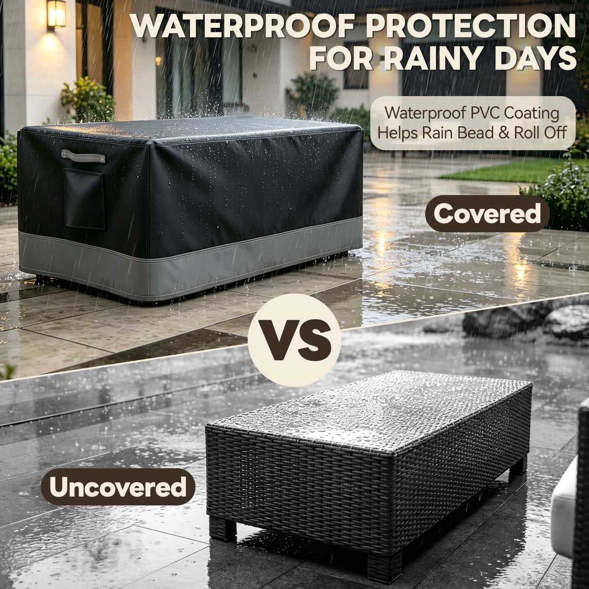 Patio Furniture Cover, Small Coffee Table 34.5''W×21''D×15.5''H