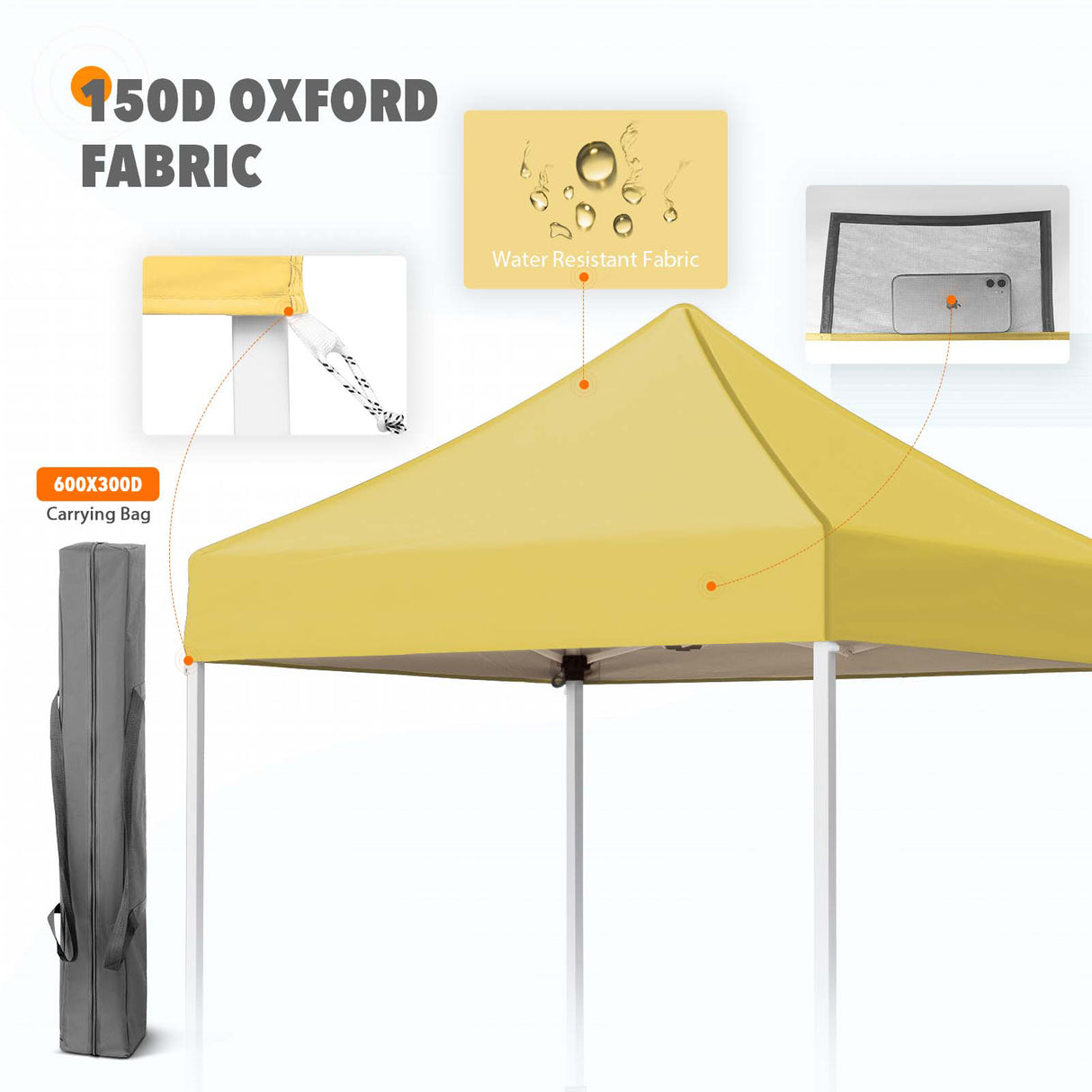 EAGLE PEAK 5x5 Pop Up Canopy Tent Instant Outdoor Canopy Easy Set-up Straight Leg Folding Shelter