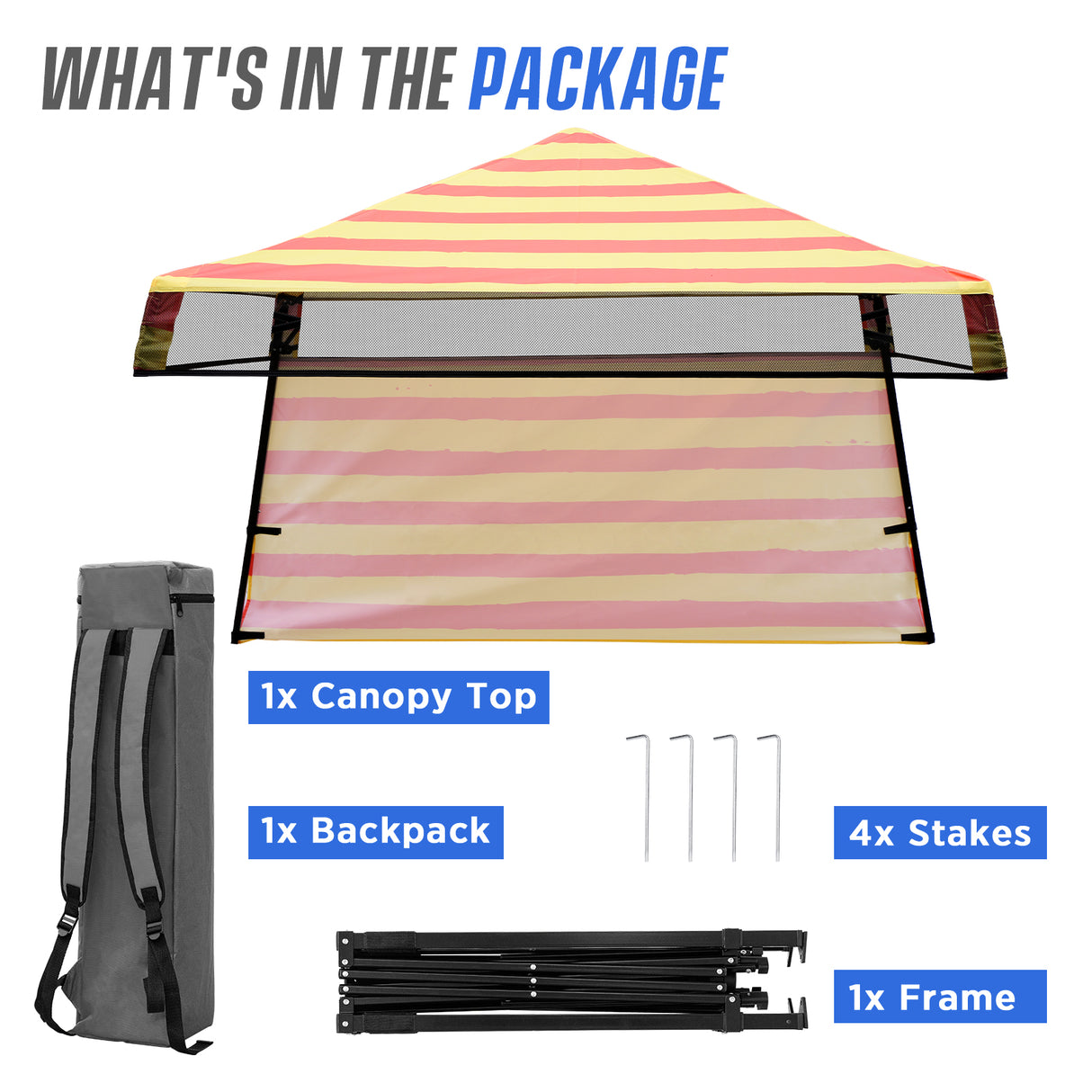 EAGLE PEAK 8x8 Pop Up Canopy Tent with Sidewall, 8x8 Base 6x6 Top