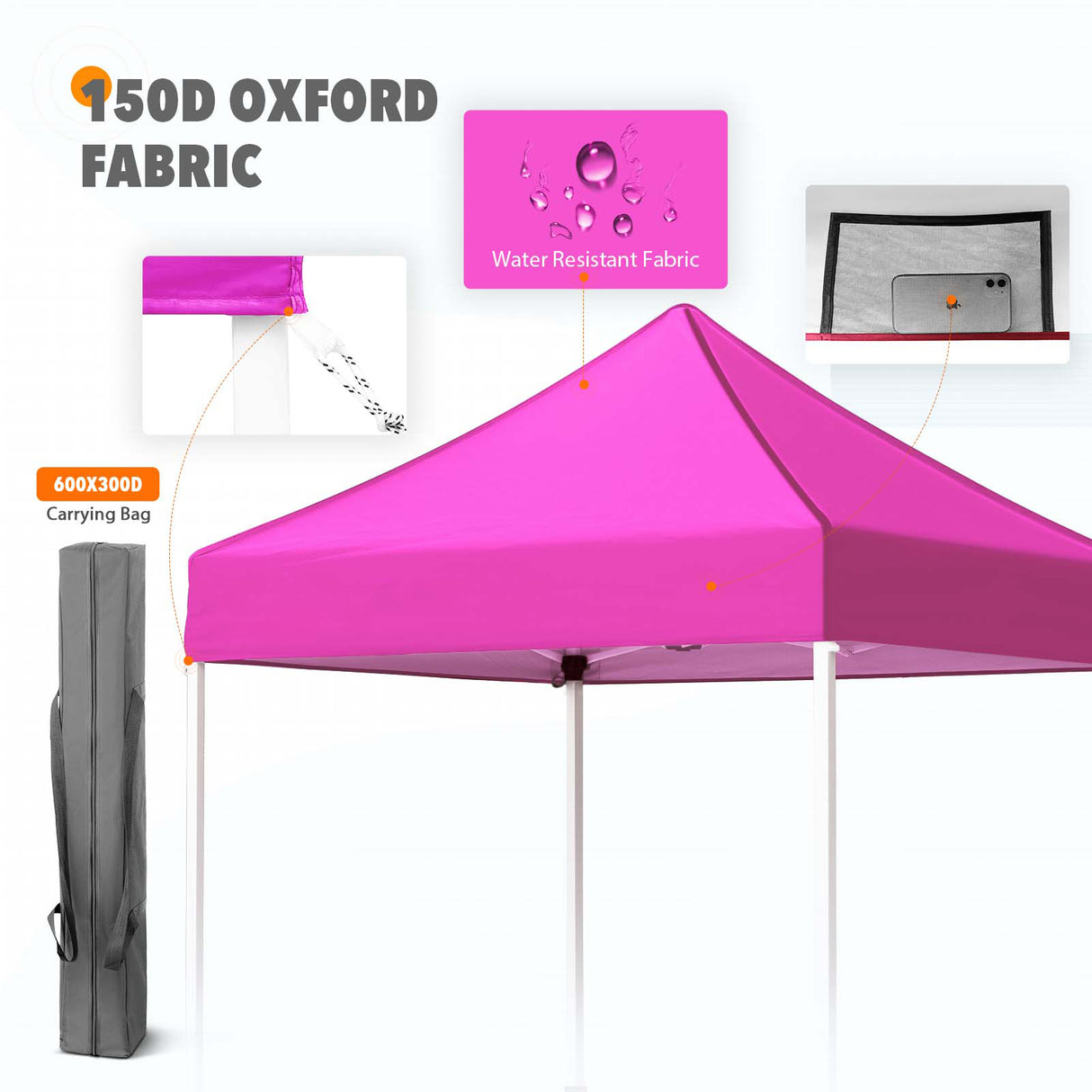 EAGLE PEAK 5x5 Pop Up Canopy Tent Instant Outdoor Canopy Easy Set-up Straight Leg Folding Shelter