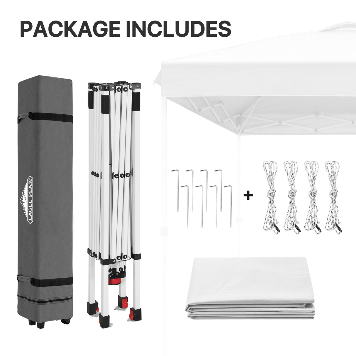 8x8 Pop Up Straight Leg Canopy with Wheeled Bag - Eagle Peak Custom Canopy Tent