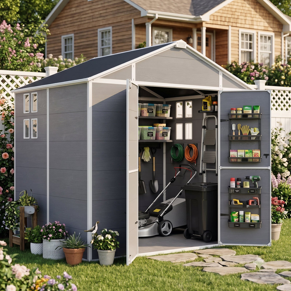5x3/6x4/6x8/8x8/10x8 FT Outdoor Storage Shed with Floor - Eagle Peak®