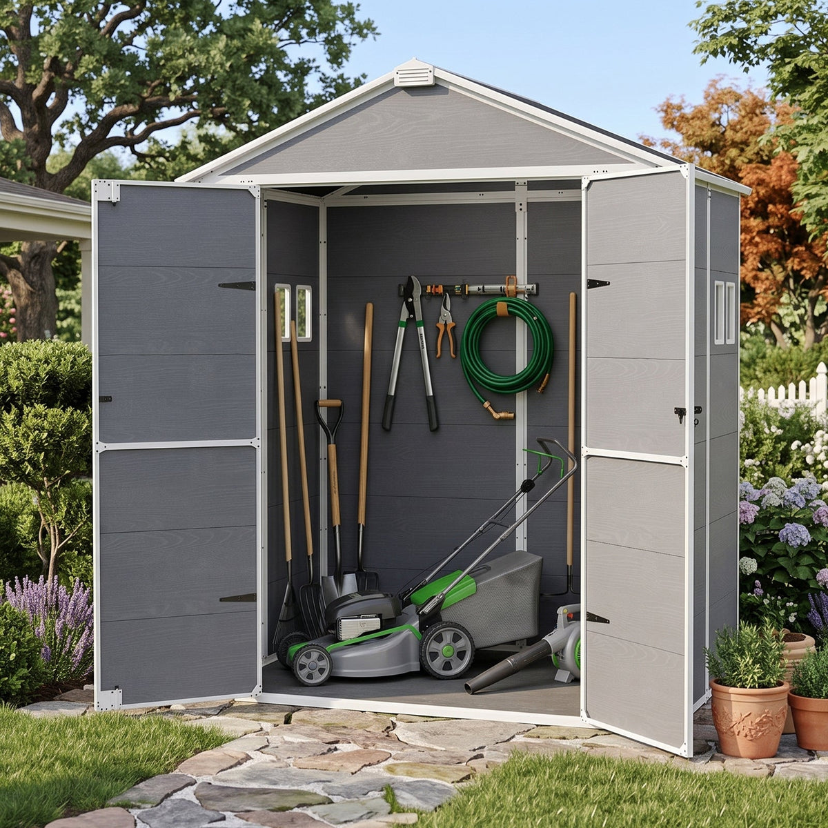 5x3/6x4/6x8/8x8/10x8 FT Outdoor Storage Shed with Floor - Eagle Peak®