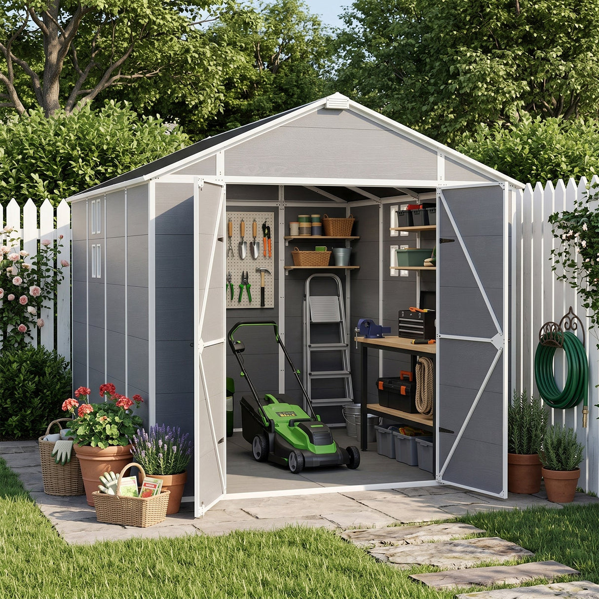 5x3/6x4/6x8/8x8/10x8 FT Outdoor Storage Shed with Floor - Eagle Peak®