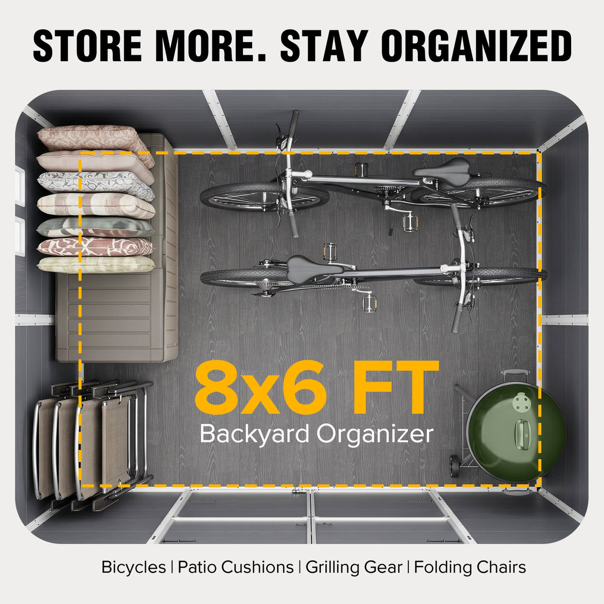 5x3/6x4/6x8/8x8/10x8 FT Outdoor Storage Shed with Floor - Eagle Peak®