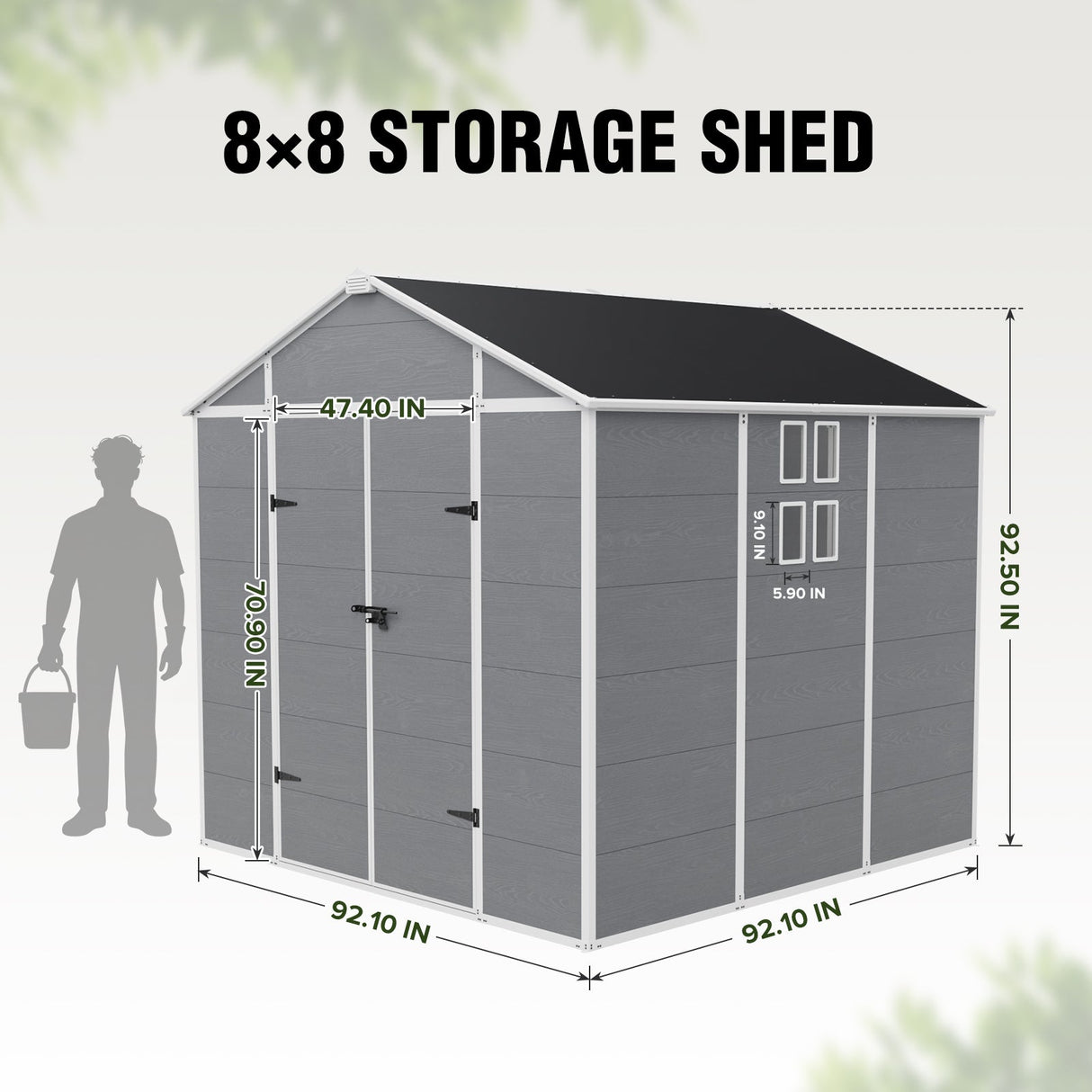 5x3/6x4/6x8/8x8/10x8 FT Outdoor Storage Shed with Floor - Eagle Peak®