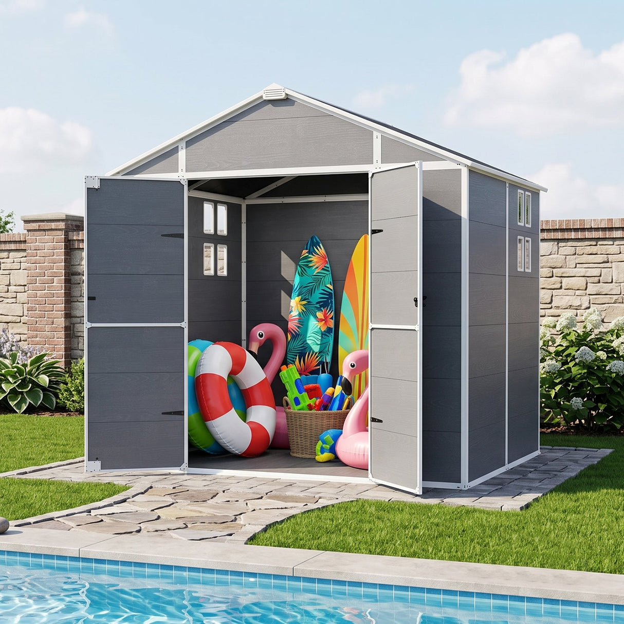 5x3/6x4/6x8/8x8/10x8 FT Outdoor Storage Shed with Floor - Eagle Peak®