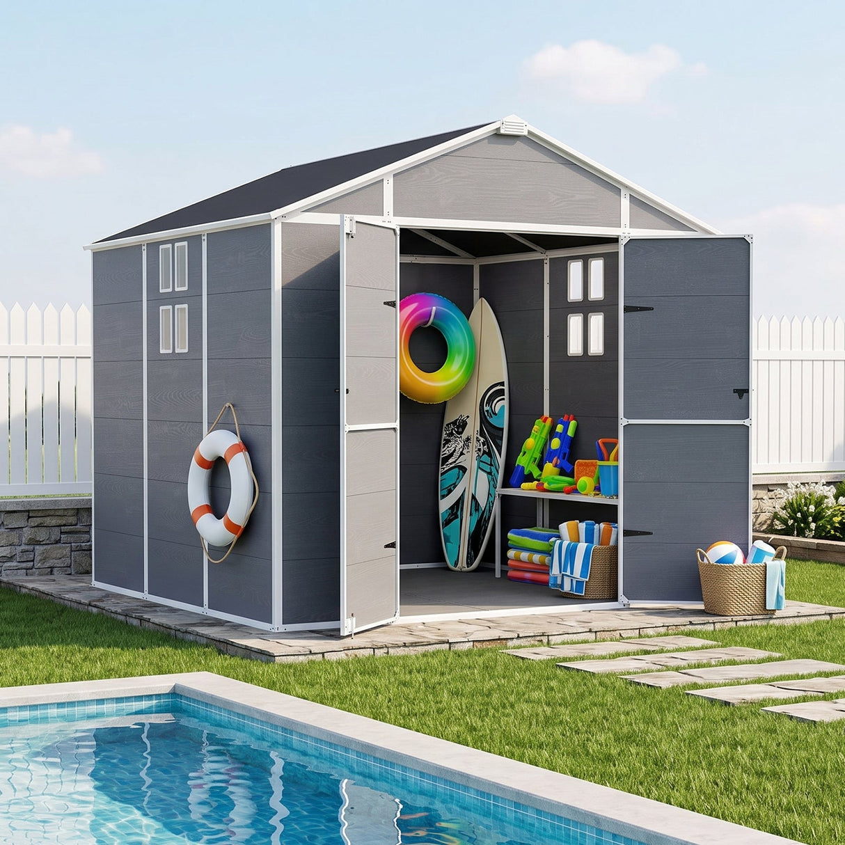 5x3/6x4/6x8/8x8/10x8 FT Outdoor Storage Shed with Floor - Eagle Peak®