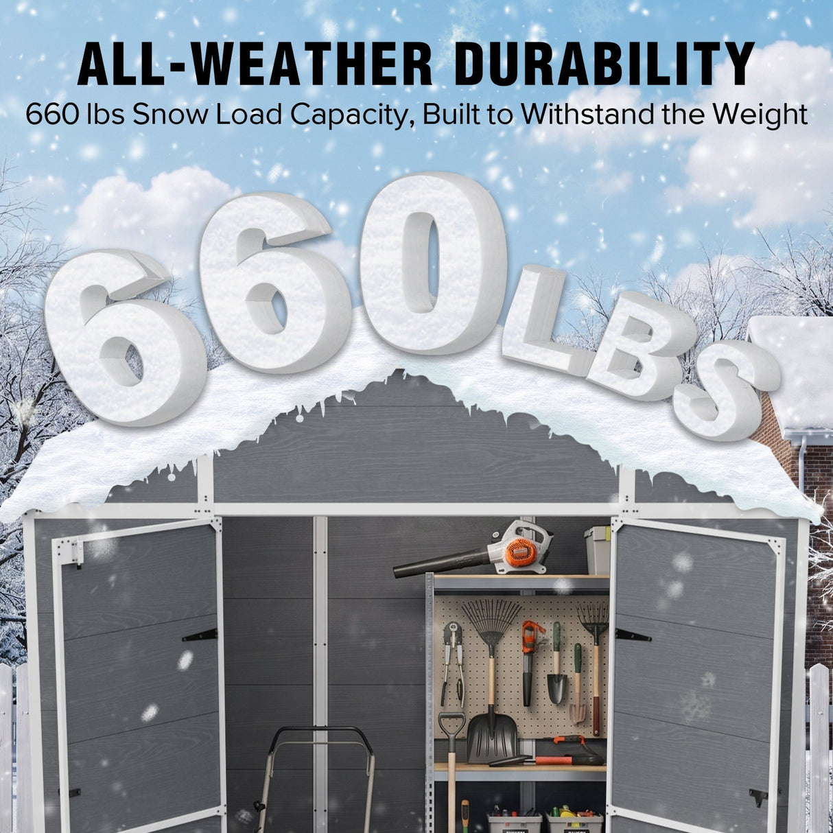 5x3/6x4/6x8/8x8/10x8 FT Outdoor Storage Shed with Floor - Eagle Peak®