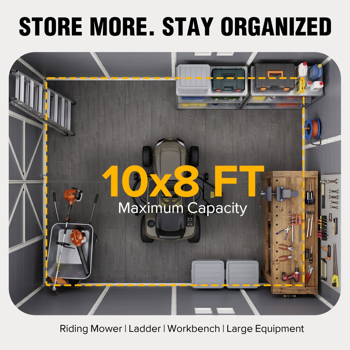 5x3/6x4/6x8/8x8/10x8 FT Outdoor Storage Shed with Floor - Eagle Peak®
