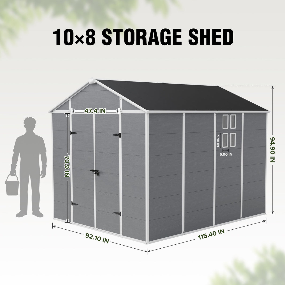 5x3/6x4/6x8/8x8/10x8 FT Outdoor Storage Shed with Floor - Eagle Peak®