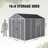 5x3/6x4/6x8/8x8/10x8 FT Outdoor Storage Shed with Floor - Eagle Peak®