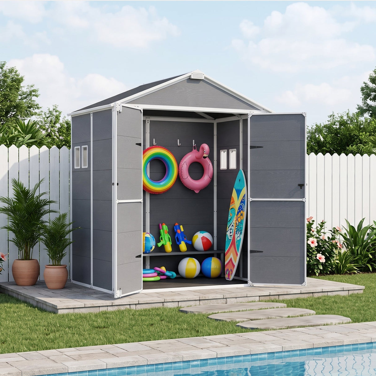 5x3/6x4/6x8/8x8/10x8 FT Outdoor Storage Shed with Floor - Eagle Peak®
