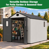 5x3/6x4/8x6/8x8 Outdoor Storage Shed with Floor, White/Gray - Eagle Peak®