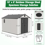 5x3/6x4/8x6/8x8 Outdoor Storage Shed with Floor, White/Gray - Eagle Peak®