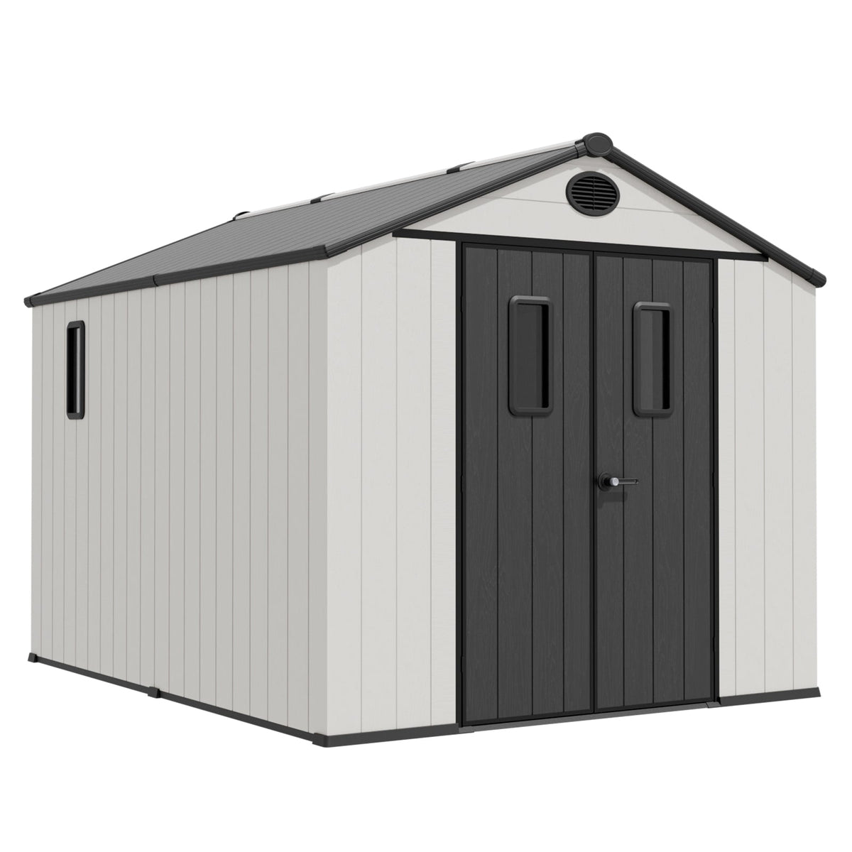 5x3/6x4/8x6/8x8 Outdoor Storage Shed with Floor, White/Gray - Eagle Peak®