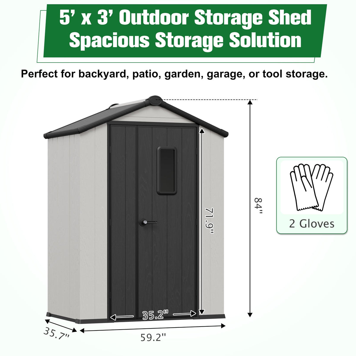 5x3/6x4/8x6/8x8 Outdoor Storage Shed with Floor, White/Gray - Eagle Peak®