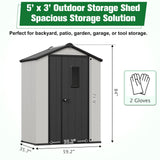 5x3/6x4/8x6/8x8 Outdoor Storage Shed with Floor, White/Gray - Eagle Peak®